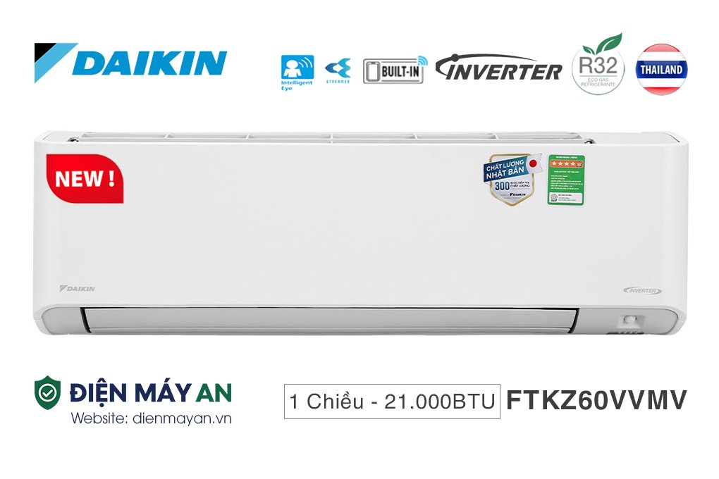 Điều hòa Daikin Inverter 21000 BTU 1 chiều FTKZ60VVMV