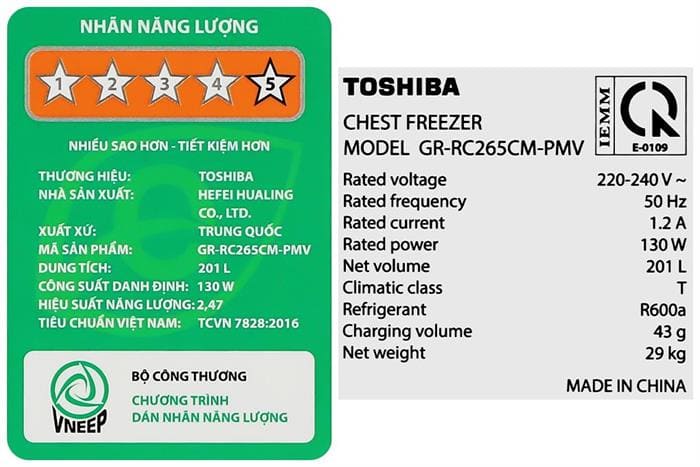 Tủ đông Toshiba Inverter 201 lít GR-RC265CM-PMV(01)