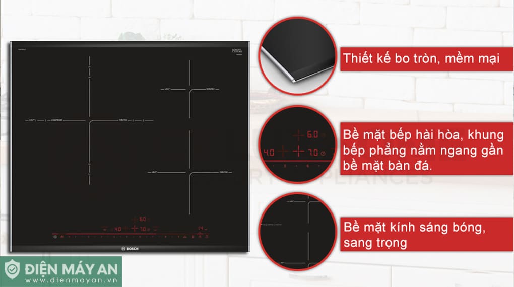 Bếp từ 3 vùng nấu âm Bosch Serie 8 PID775DC1E