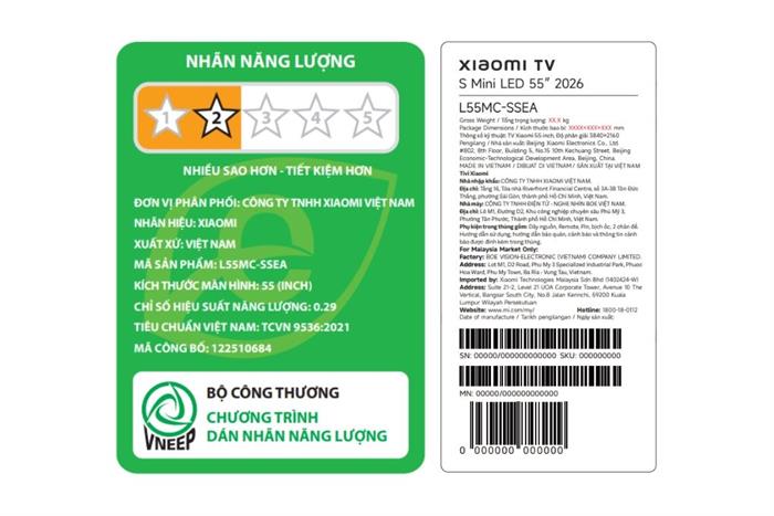 Google Tivi Xiaomi 4K 55 Inch S Mini LED 2026 L55MC-SSEA