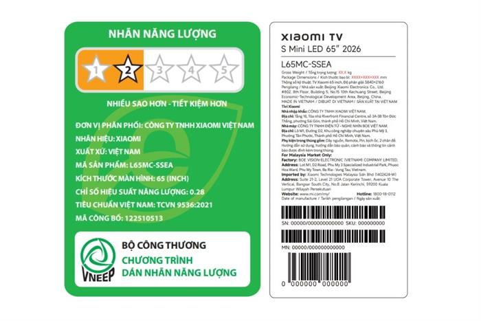 Google Tivi Xiaomi 4K 65 Inch S Mini LED 2026 L65MC-SSEA
