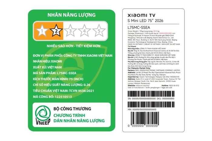 Google Tivi Xiaomi 4K 75 Inch S Mini LED 2026 L75MC-SSEA