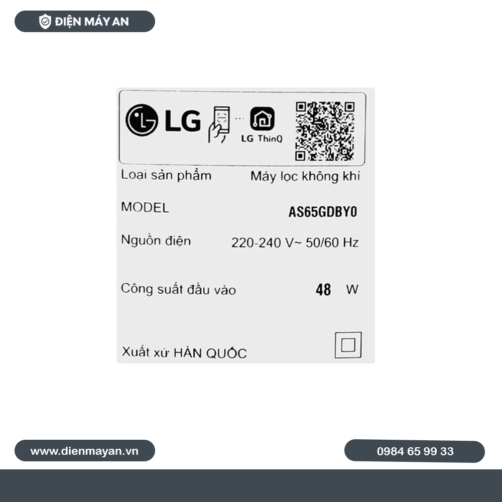 Máy Lọc Không Khí LG PuriCare 360 Alpha Single AS65GDBY0.ABAE 48W - Giá Tốt