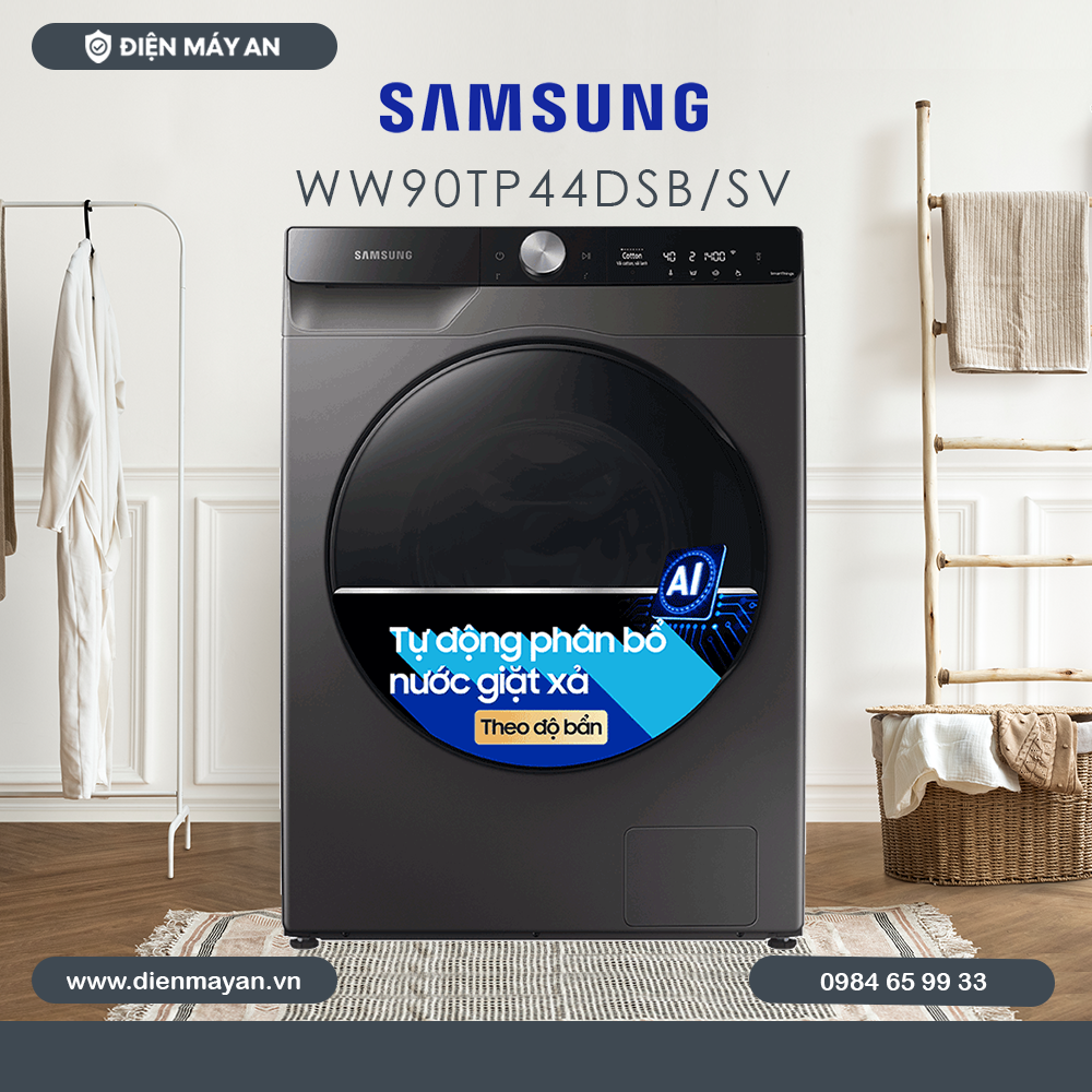 Máy Giặt Samsung AI Inverter 9kg WW90TP44DSB/SV, Giá Tốt, Có Trả Góp