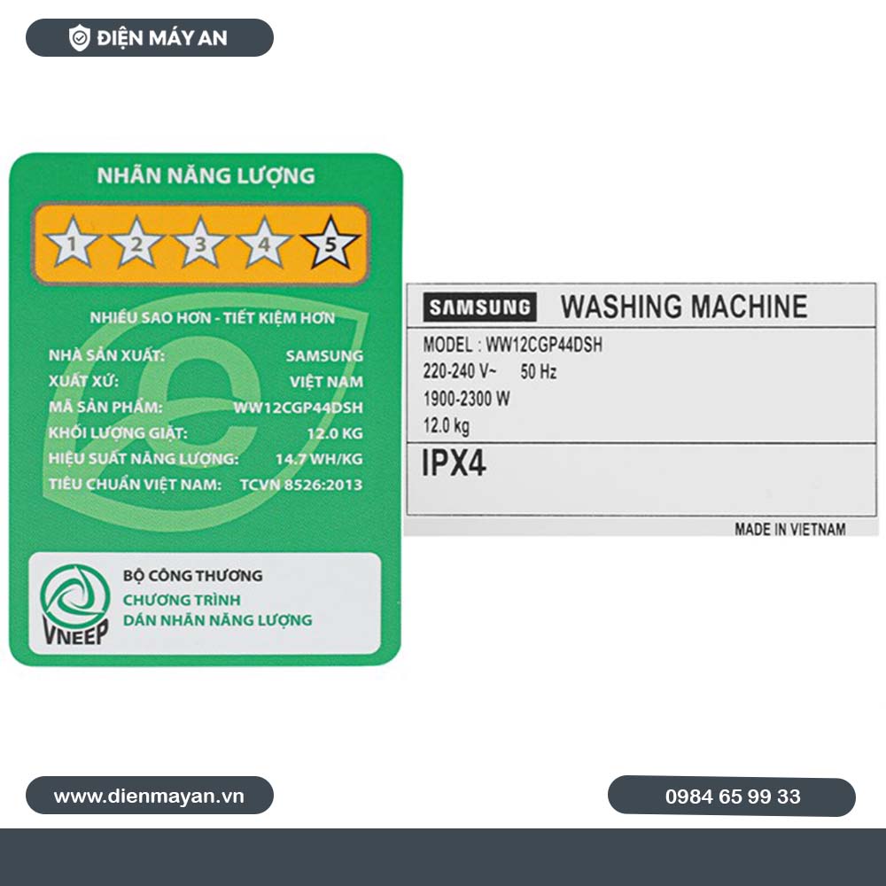Máy Giặt Samsung AI Ecobubble Inverter 12 Kg WW12CGP44DSHSV, Giá Tốt, Có Trả Góp