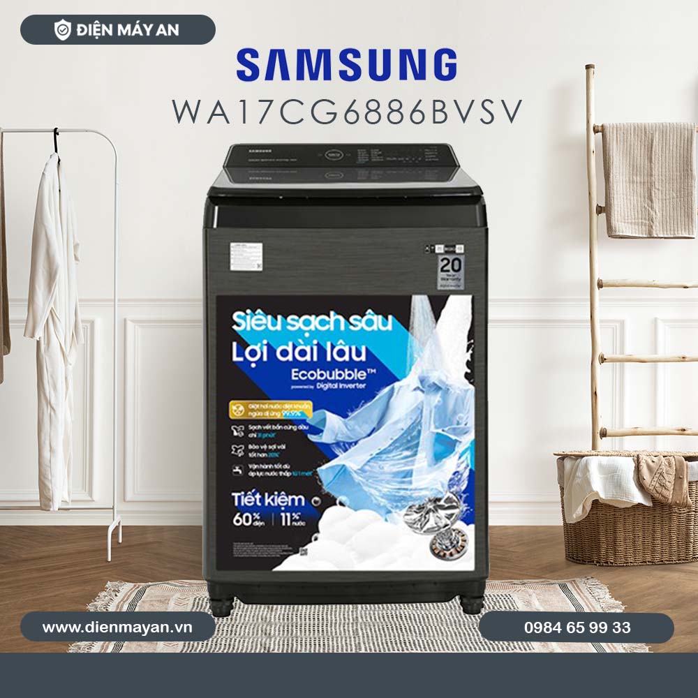 Máy Giặt Samsung Inverter 17 Kg WA17CG6886BVSV, Giá Tốt, Có Trả Góp
