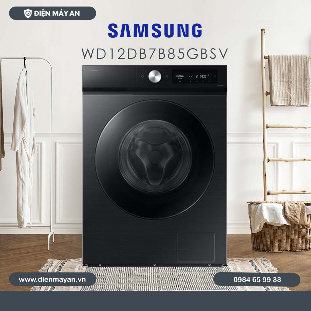 Máy Giặt Sấy Samsung Bespoke Inverter Giặt 12 Kg - Sấy 7 Kg WD12DB7B85GBSV, Mẫu Mới