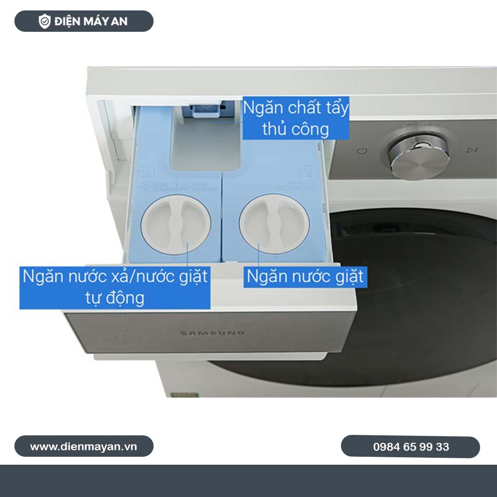 Máy Giặt Sấy Samsung Bespoke AI Inverter Giặt 12 Kg - Sấy 8 Kg WD12BB944DGHSV, Giá Tốt
