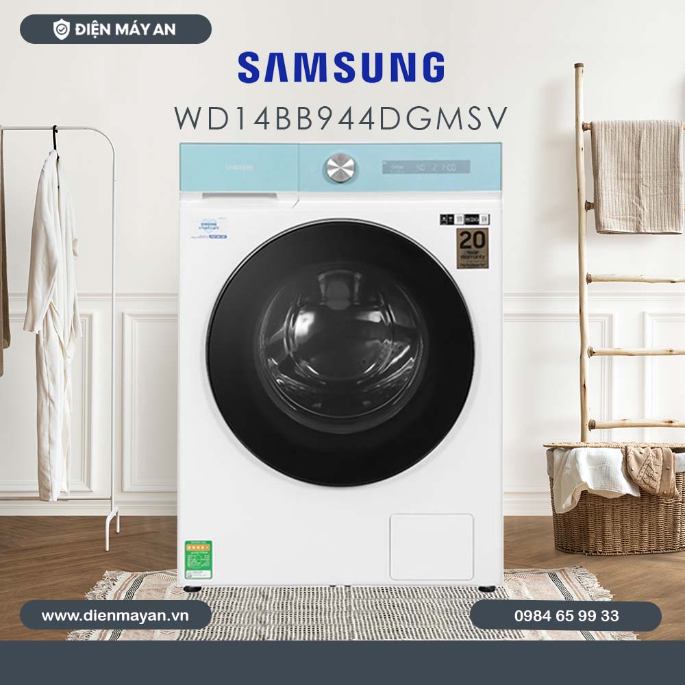 Máy Giặt Sấy Samsung Bespoke AI Inverter Giặt 14 Kg - Sấy 8 Kg WD14BB944DGMSV, Giá Tốt