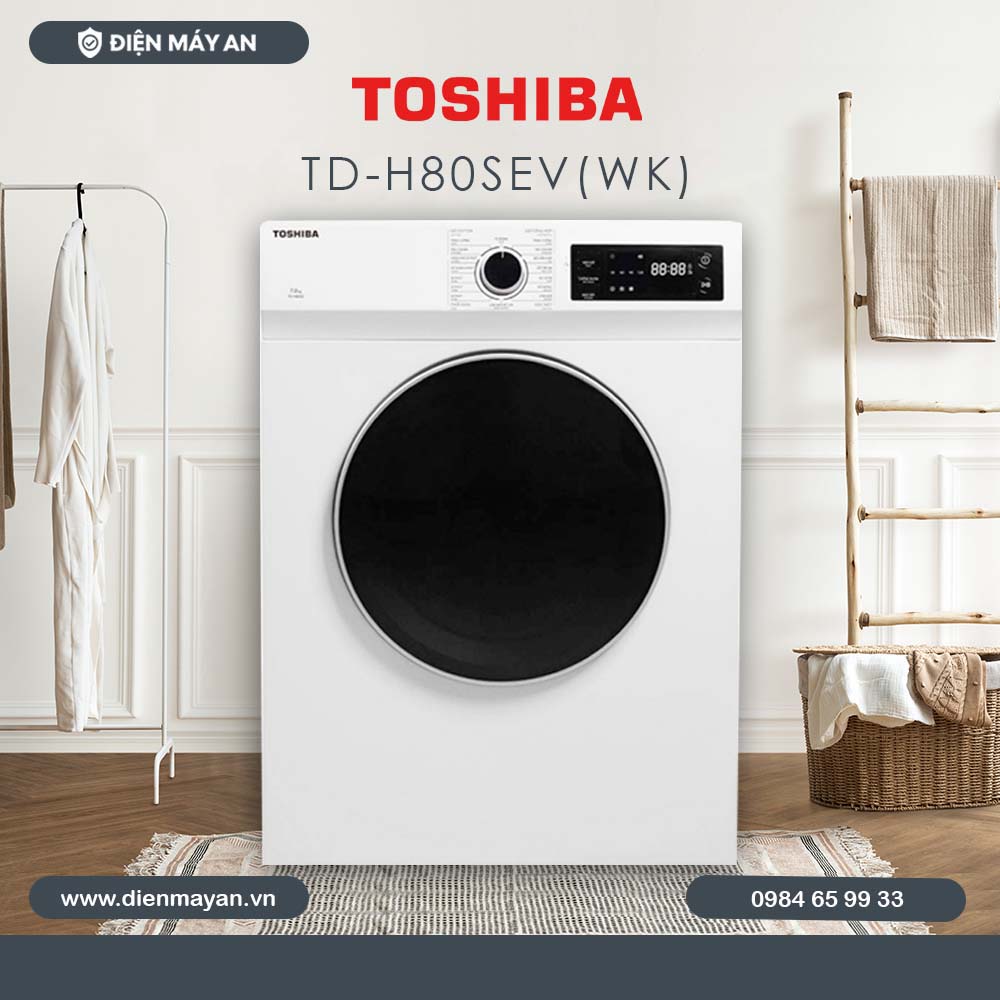 Máy Sấy Thông Hơi Toshiba TD-H80SEV(WK) 7kg, Giá Tốt, Có Trả Góp