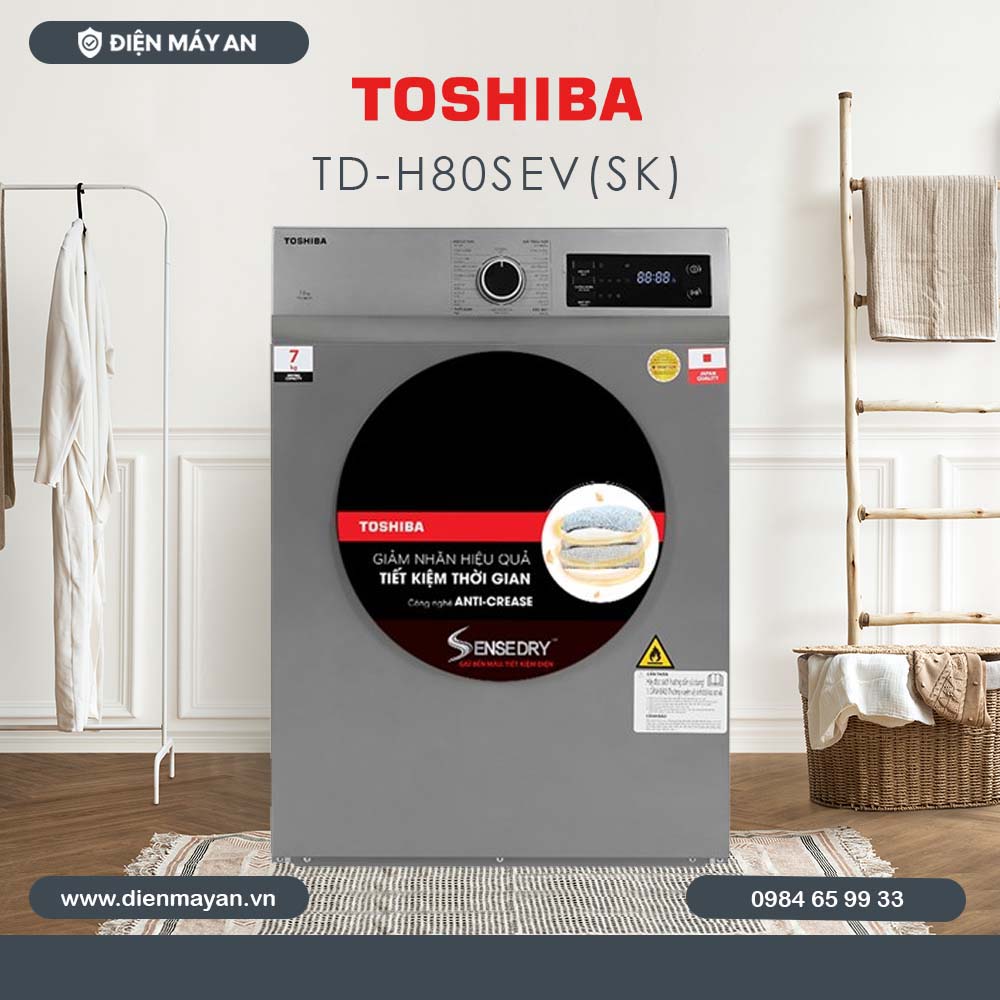 Máy Sấy Thông Hơi 7 Kg Toshiba TD-H80SEV(SK), Giá Tốt, Có Trả Góp