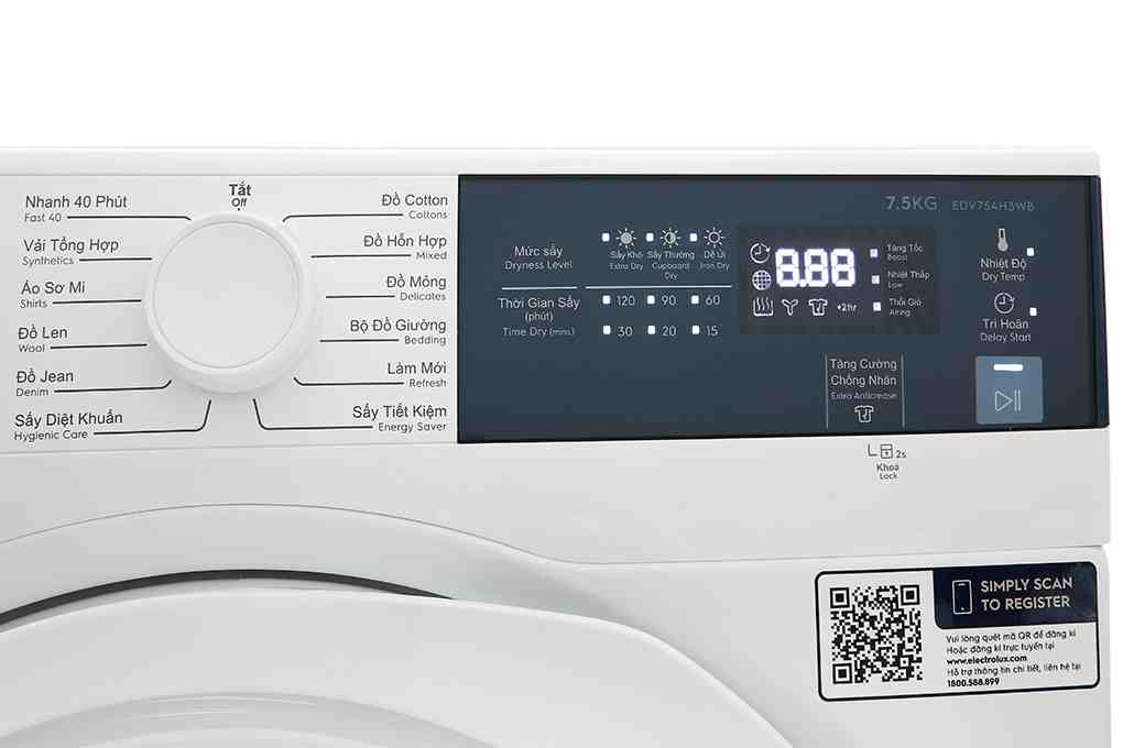 Máy Sấy Thông Hơi Electrolux 8.5 Kg EDV854J3WB