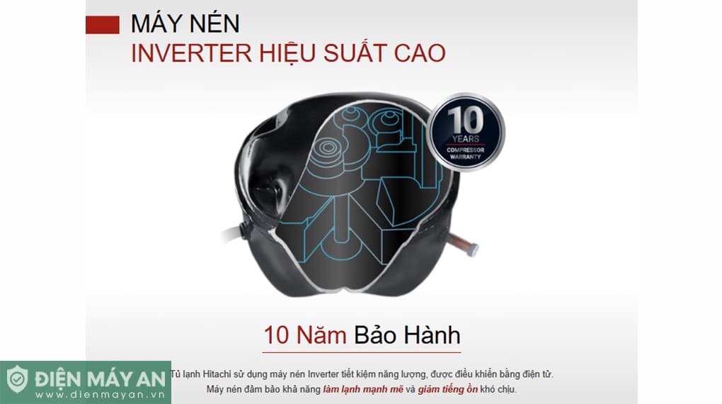 Tủ Lạnh Hitachi Inverter 374 Lít HRTN6408SAGBKVN 