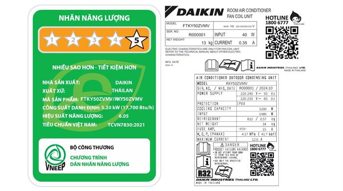 AX88 Sòng bạc phổ biến nhất Daikin Inverter 18000 BTU 1 Chiều FTKY50ZVMV
