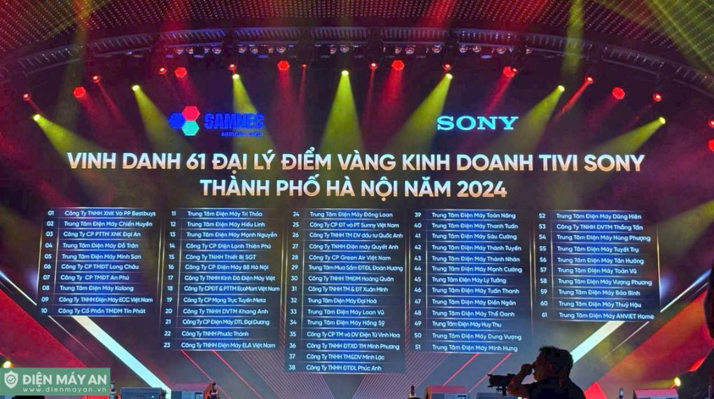 Điện máy AN vinh dự nhận danh diệu "ĐIỂM VÀNG KINH DOANH TIVI SONY NĂM 2024" từ Sony Việt Nam & hệ thống phân phối Samnec