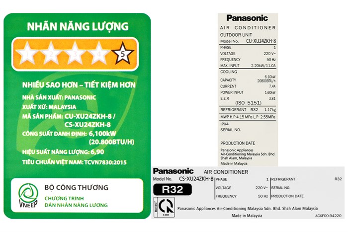 Điều Hoà Panasonic Inverter 24000 BTU 1 Chiều CU/CS-XU24ZKH-8