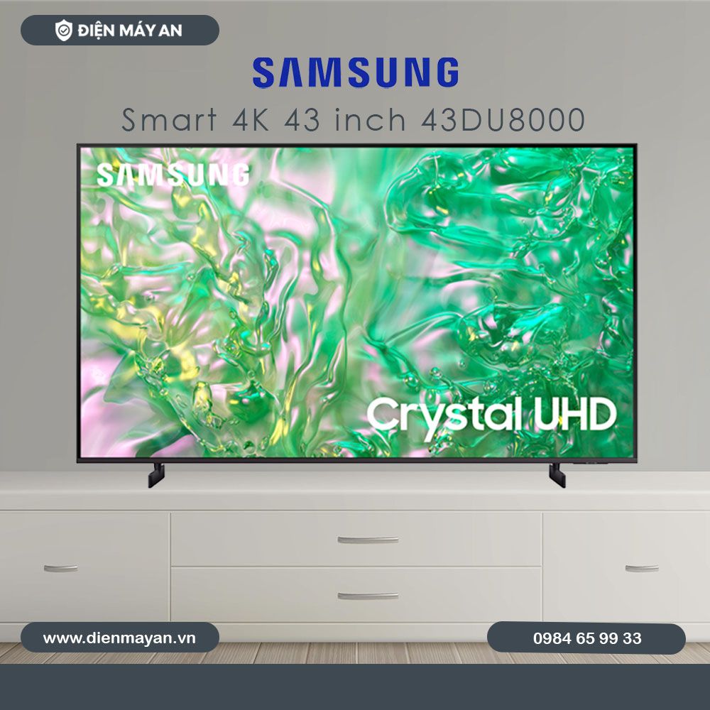 Smart Tivi Samsung 4K 43 Inch UA43DU8000 - Mới 2024