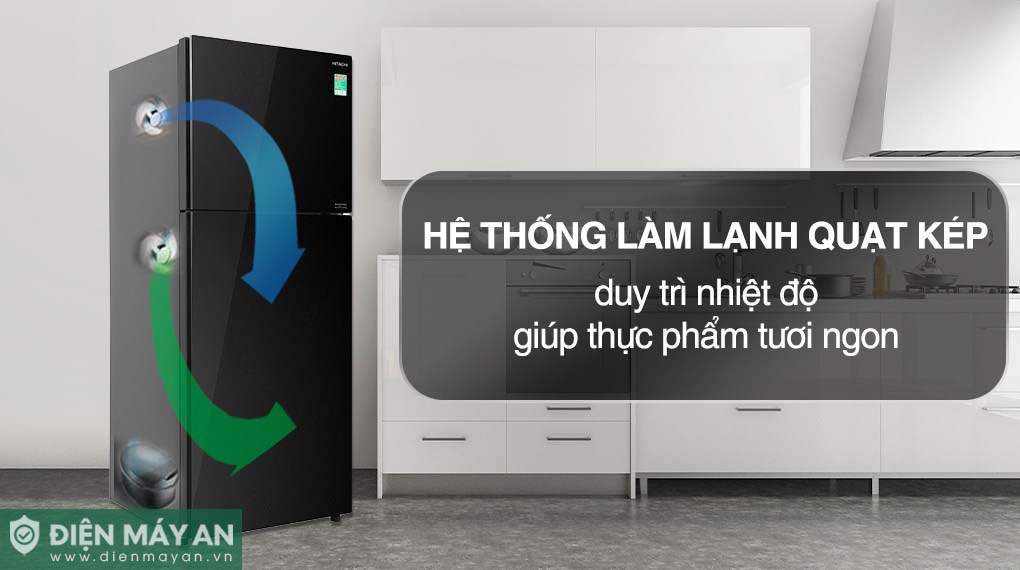 Tủ lạnh Hitachi 349 lít sử dụng hệ thống làm lạnh quạt kép 