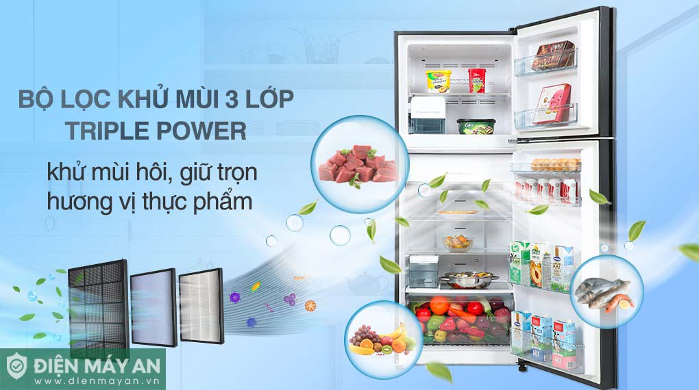 Bộ lọc Triple Power loại bỏ 7 mùi hôi khó chịu và 99% vi khuẩn gây hại