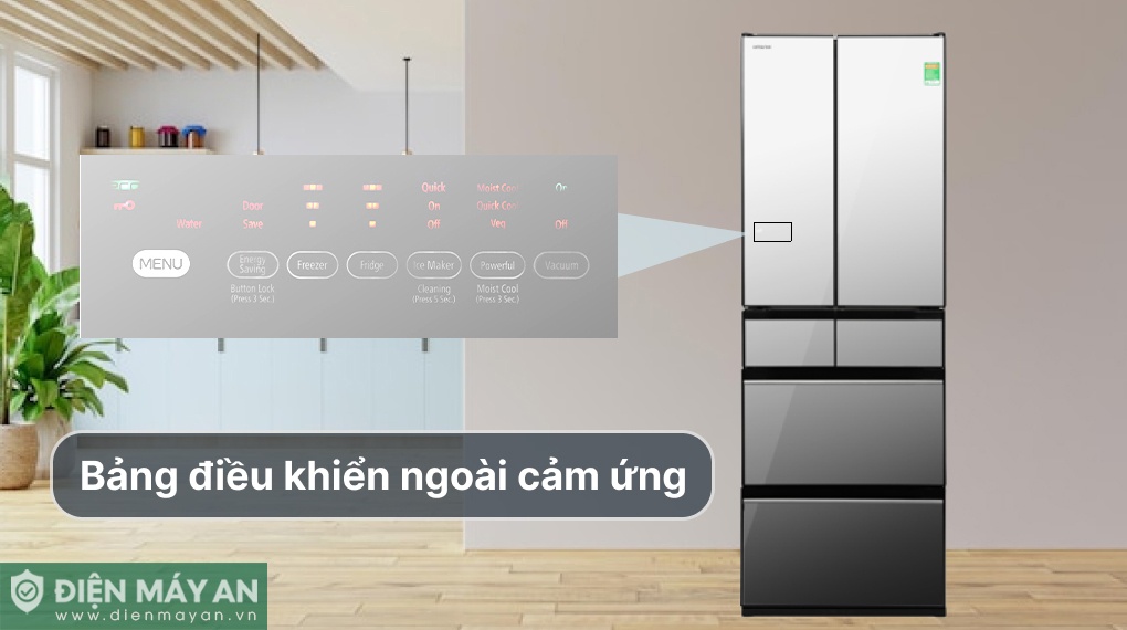 Bảng điều khiển nằm bên ngoài cửa tủ thuận tiện cho thao tác đồng thời tránh thất thoát khí lạnh