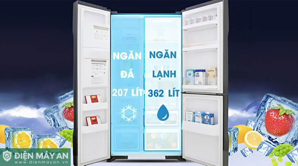 Dung tích ngăn đá 207 lít cho phép người dùng cấp đông lượng thực phẩm lớn