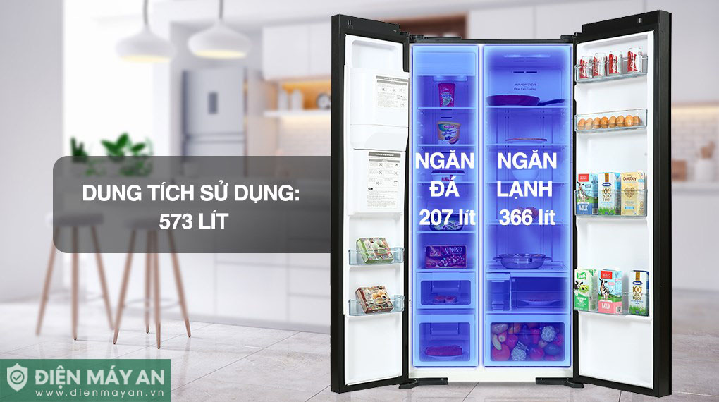 Dung tích ngăn đá lên tới 207 lít mang lại khả năng cấp đông lượng thực phẩm lớn 