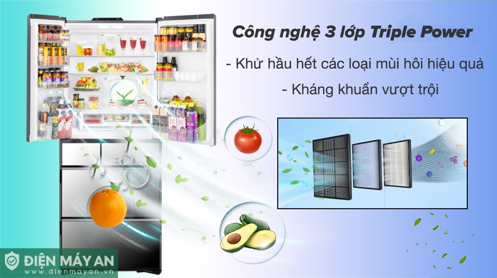 Bộ lọc Triple Power trên tủ lạnh Hitachi khử mùi, khử khuẩn hiệu quả, đảm bảo sức khỏe người tiêu dùng