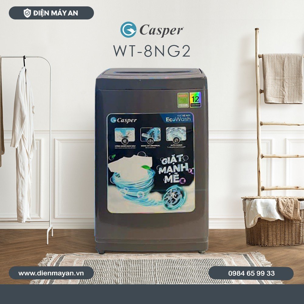 Máy giặt Casper 8 kg WT-8NG2 - Mới 2023