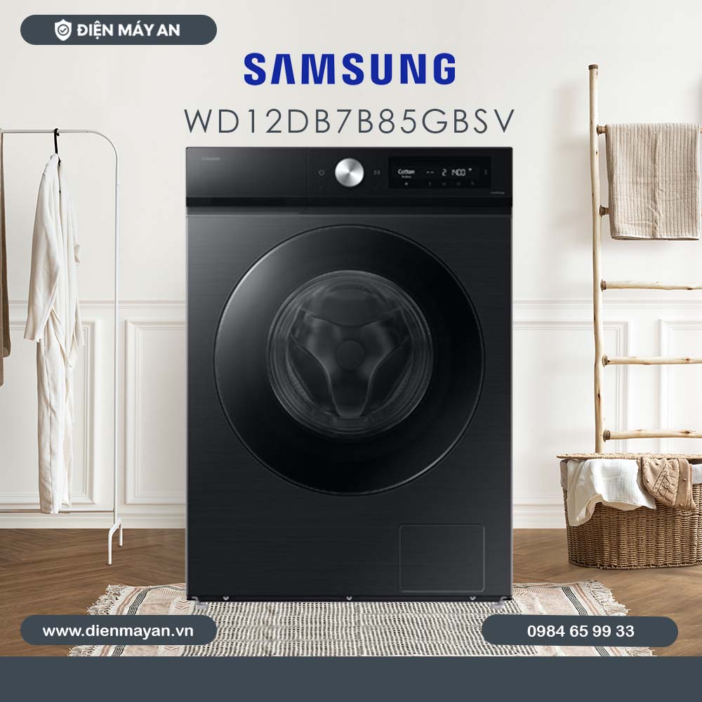 Máy giặt sấy Samsung Bespoke Inverter giặt 12 kg - sấy 7 kg WD12DB7B85GBSV