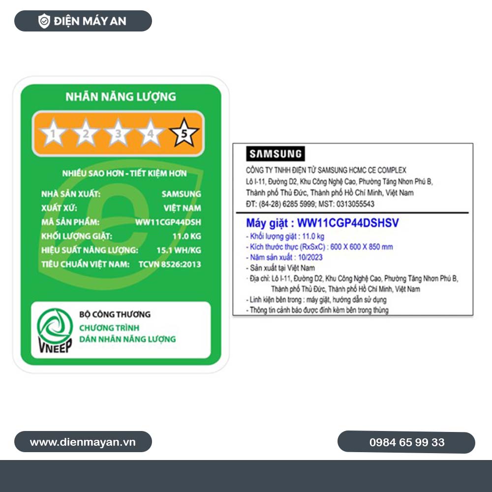 Máy giặt Samsung AI EcoBubble Inverter 11 kg WW11CGP44DSHSV