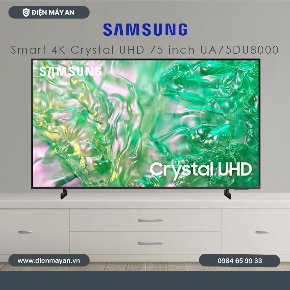 Smart Tivi Samsung 4K 75 Inch UA75DU8000 - Mới 2024