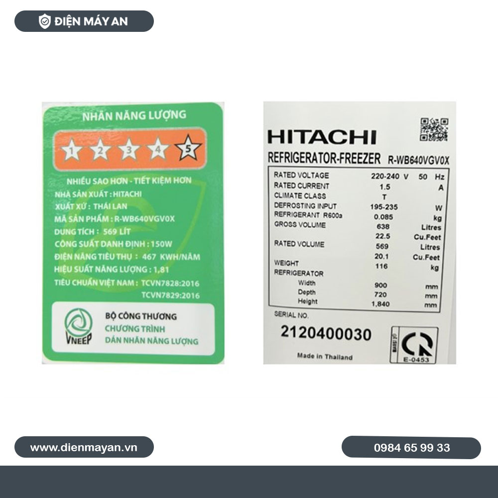 Tủ Lạnh Hitachi Inverter 569 Lít Multidoor R-WB640VGV0X MIR